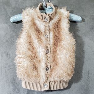 Gymboree Girl's Faux Fur Sweatr Vest Light Brown and Tan Size XS (3-4)